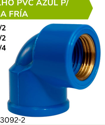 Joelho PVC Azul P/ Agua Fría